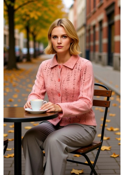 Kadın Ajurlu Delikli Buklet Iplikli Triko Hırka Günlük Şıklık ve Sunan Uzun Kollu Üst Giyim fiyatları