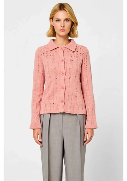 Kadın Ajurlu Delikli Buklet Iplikli Triko Hırka Günlük Şıklık ve Sunan Uzun Kollu Üst Giyim fırsatları