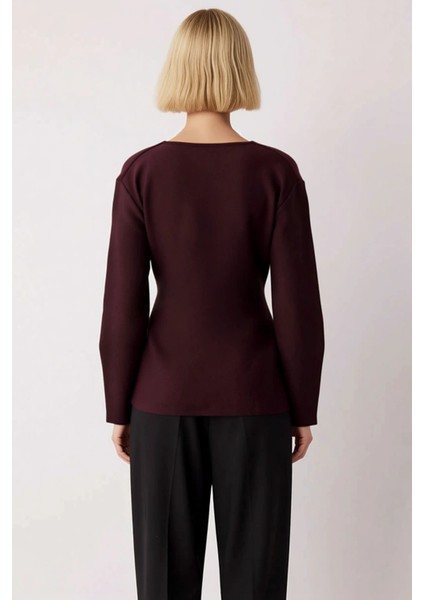 Kadın Kruvaze Bağlama Detaylı Fitilli Triko Bluz Günlük ve Iş Hayatına Uygun Uzun Kollu Üst Giyim fırsatları