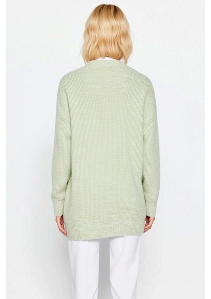 Kadın Düğmeli V Yaka Yumuşak Triko Hırka Rahat Kesim Uzun Kollu Kışlık Giyim ve Konforu Şık indirimleri