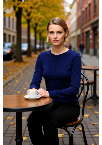 Kadın Düğmeli Bisiklet Yaka Uzun Kollu Ince Dokulu Yumuşak Regular Kesim Günlük Triko Hırka fiyatları