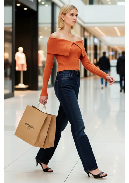 Kadın Crop Fitilli Triko Hırka Carmen Yaka Detaylı Vücudu Saran Uzun Kollu Şık Tasarım Spor modelleri