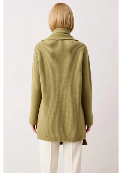 Kadın Asimetrik Düğmeli Atkı Yakalı Selanik Örgü Triko Hırka Kış Sezonu Günlük Şıklık ve Konfor indirimleri