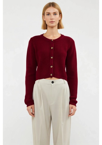 Kadın Regular Kalıp Triko Hırka Uzun Kollu ve Bisiklet Yaka Detaylarıyla Konforlu Bir Parça fırsatları