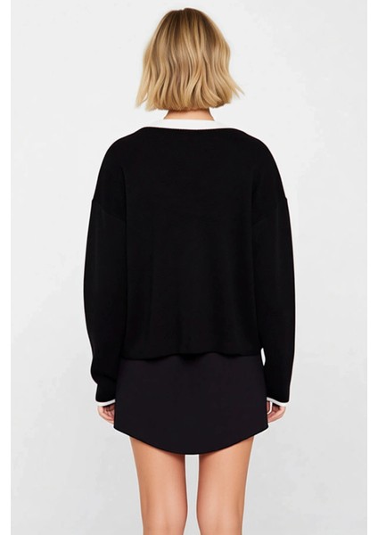 Kadın Konforlu Iki Parça Triko Takım Düşük Kollu Bisiklet Yaka Bluz ve Açık Hırka Seti Şık indirimleri