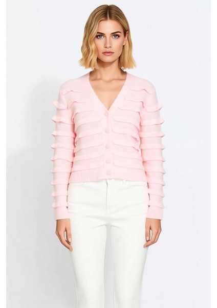 Kadın Yumuşak Dokulu Katmanlı V Yaka Triko Hırka Özgün Katmanlı Tasarımıyla Göz Alıcı ve Konforlu fırsatları