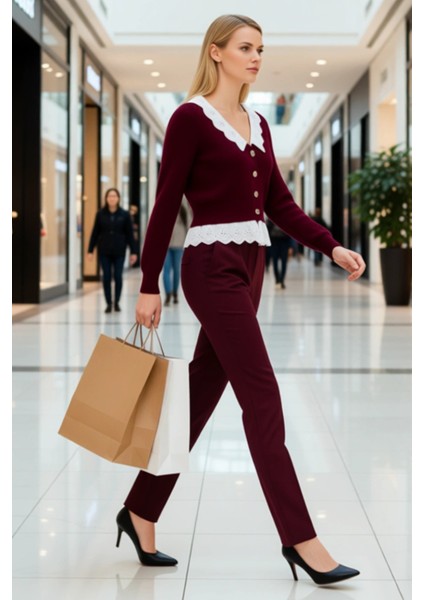 Kadın Crop Garnili V Yaka Triko Hırka Zarif Düğme Detayları ile Şık ve Konforlu Bir Seçim Her modelleri