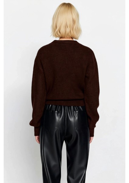 Kadın Günlük Şıklık Kruvaze Yaka Yumuşak Dokulu Selanik Örgü Uzun Kollu Rahat Triko Hırka Şık indirimleri