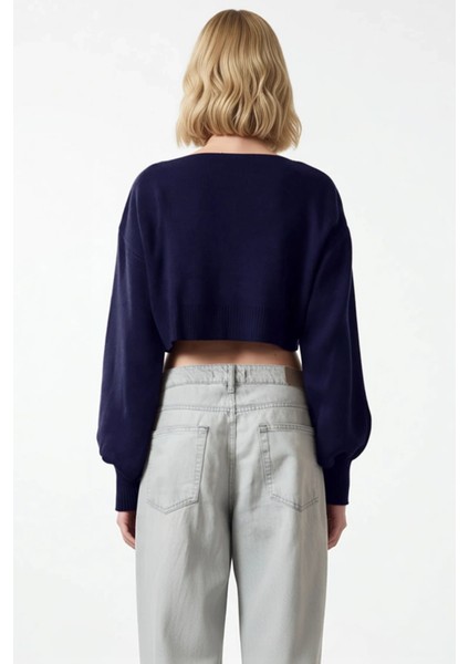 Kadın Crop Triko Hırka Düşük Kol V Yaka Fiyonklu Detaylı Şık Rahat Günlük Giyim Stili Oluşturun indirimleri