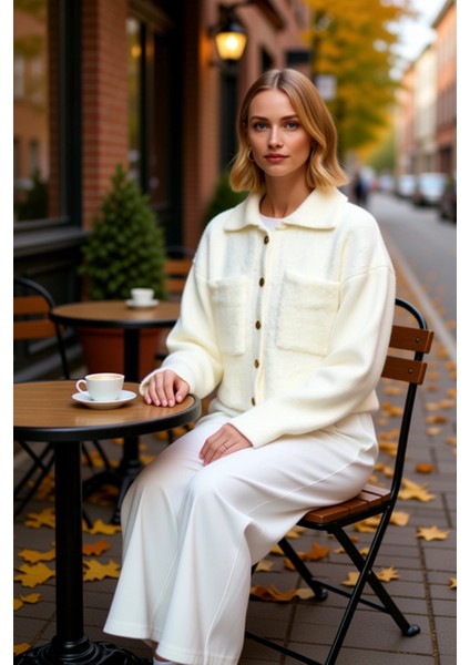 Kadın Yumuşak Dokunuşlu Polo Yaka Ceket Formunda Düğmeli Örme Hırka Modern ve Konforlu Tasarım fiyatları