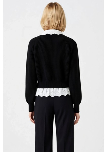 Kadın Crop Garnili V Yaka Triko Hırka Zarif Düğme Detayları ile Şık ve Konforlu Bir Seçim Her indirimleri