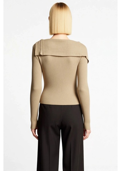 Kadın Fitilli Triko Hırka Vücudu Saran Kesim Şık Merserize Görünümlü Modern Örgü Tasarım Spor indirimleri