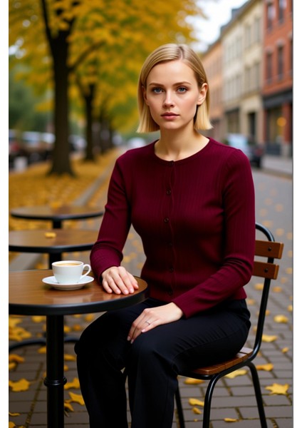 Kadın Fitilli Triko Düğmeli Hırka Bluz Yumuşak Dokulu Uzun Kollu Şık Tasarım Gündelik Kombinlerin fiyatları