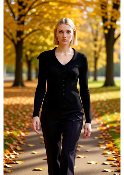 Kadın Fitilli Triko Hırka Vücudu Saran Kesim Şık Merserize Görünümlü Modern Örgü Tasarım Spor