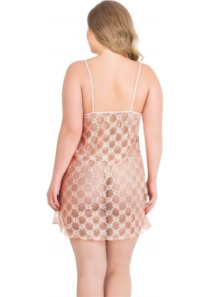 Arias Closet Büyük Beden Somon Kısa Tül Gecelik fiyatları