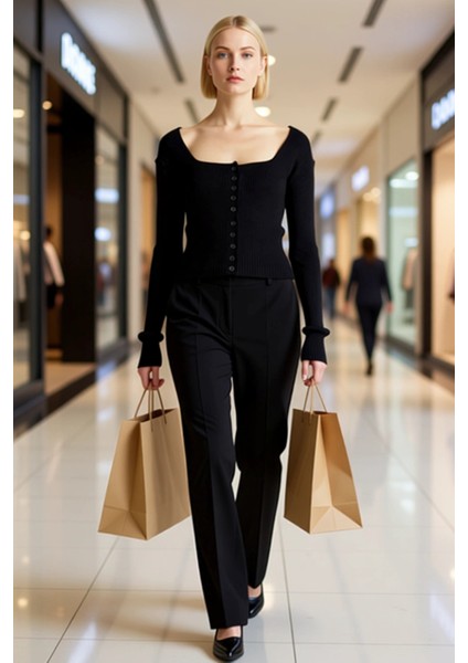 Kadın Crop Kare Yaka Fitilli Triko Hırka Vücudu Saran Yumuşak Dokulu Uzun Kollu Ince Örgü Şık modelleri