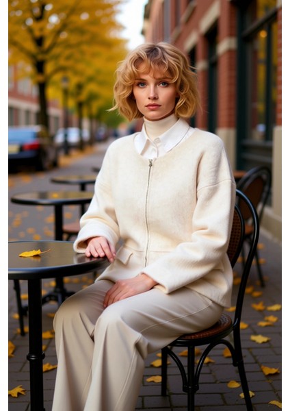 Kadın Fermuarlı Yumuşak Dokulu Triko Hırka Mont Görünümlü Şık ve Konforlu Dış Giyim Seçeneği fiyatları