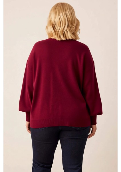 Kadın V Yaka Bağlama Detaylı Balon Kol Triko Hırka Günlük Şıklık ve Konfor Sunan Tasarım Şık indirimleri