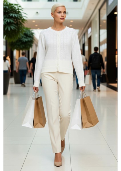 Günlük Şıklığınızı Tamamlayacak Ajurlu Dokusuyla Konforlu Uzun Kollu Triko Hırka Kadın Şık modelleri