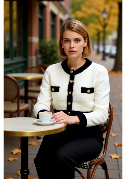 Kadın Crop Sakal Tüylü Iplik Detaylı Ceket Görünümlü Triko Hırka Modern ve Konforlu Stil Şık fiyatları