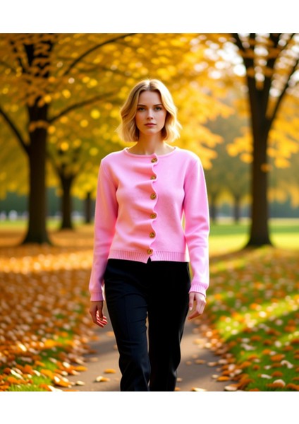 Kadın Büzgü Detaylı Metal Düğmeli Crop Triko Hırka Günlük Şıklık ve Sunan Tasarım Kaliteli