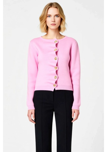 Kadın Büzgü Detaylı Metal Düğmeli Crop Triko Hırka Günlük Şıklık ve Sunan Tasarım Kaliteli fırsatları