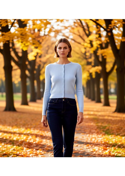 Kadın Fitilli Triko Hırka Bluz Takım Modern Kesim Günlük Kombinler Için Ideal Bir Seçenek Şık