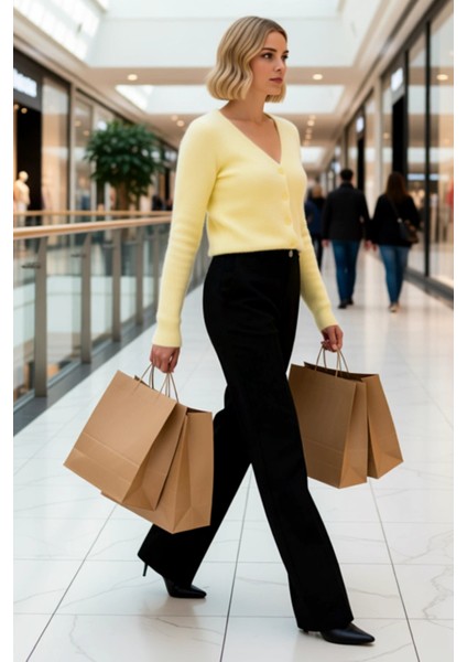 Kadın Crop Düğme Detaylı Yumuşak Dokulu V Yaka Yünlü Triko Hırka Rahat modelleri