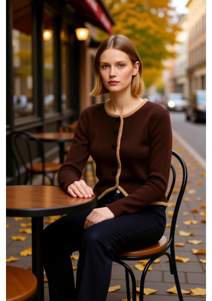 Kadın Vücuda Oturan Ribanalı Örgü Crop Hırka Kurdele Düğmeli Biye Detaylı Şık ve Konforlu Spor fiyatları