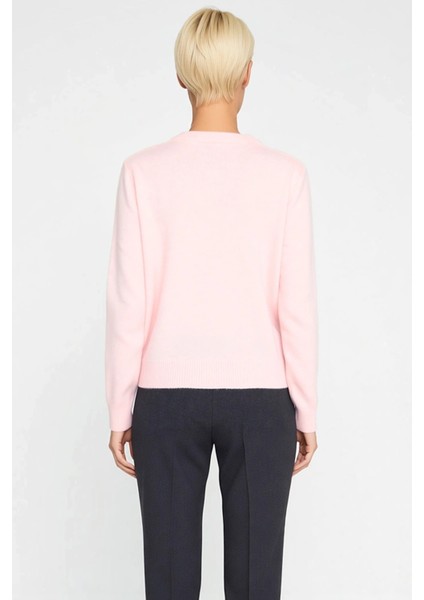 Kadın Yumuşak Dokulu Kalp Düğmeli Uzun Kollu Bisiklet Yaka Regular Kesim Triko Hırka Günlük indirimleri