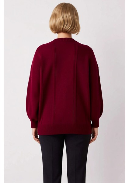 Kadın V Yaka Düşük Kol Saç Örgü ve Baklava Desenli Düğmeli Triko Hırka Rahat Kalıp Kışlık Şıklık indirimleri