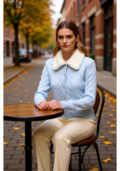 Kadın Crop Kürk Yakalı Saç Örgü Triko Hırka Kış Gardırobunuzun Konforlu ve Zamansız Bir Parçası fiyatları