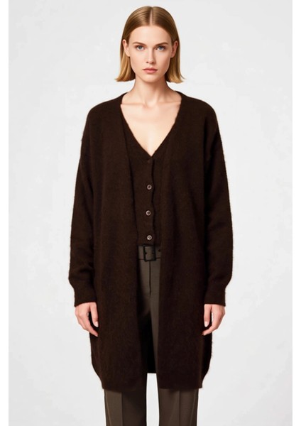 Kadın Ikili V Yaka Geniş Kalıp Uzun Yumuşak Dokulu Triko Hırka ve Yelek Takımı Rahat Kesim fırsatları