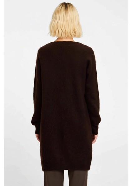 Kadın Ikili V Yaka Geniş Kalıp Uzun Yumuşak Dokulu Triko Hırka ve Yelek Takımı Rahat Kesim indirimleri