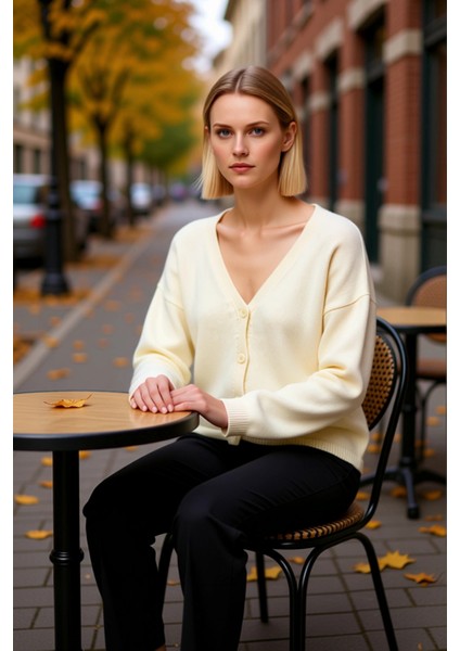 Kadın V Yaka Düşük Kol Triko Hırka Rahat Kalıp Günlük Stilin Tamamlayıcısı Konforlu Tasarım fiyatları