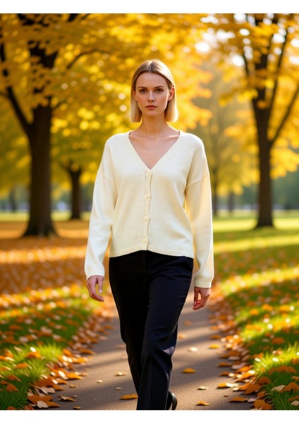 Kadın V Yaka Düşük Kol Triko Hırka Rahat Kalıp Günlük Stilin Tamamlayıcısı Konforlu Tasarım fırsatları