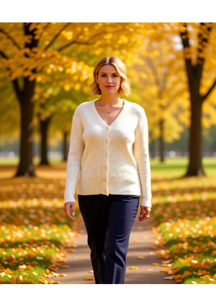 Kadın Gardırobunun Vazgeçilmezi V Yaka Yumuşak Dokulu Konforlu Triko Hırka Günlük Şıklık Şık