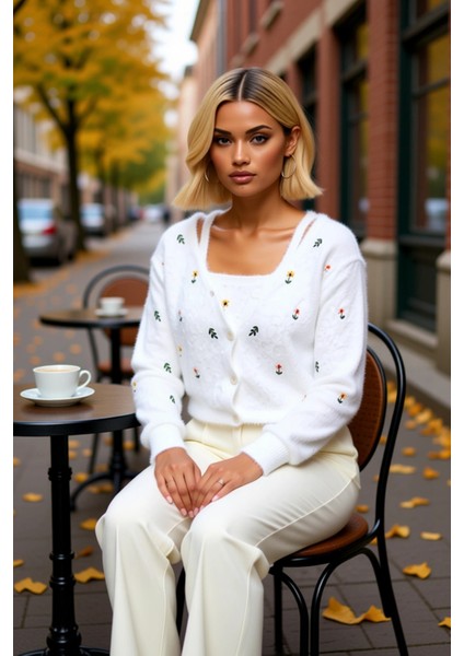 Kadın Nakışlı V Yaka Triko Hırka Takım Fonksiyonel Dayanıklı Kaliteli Konforlu Estetik Şık fiyatları