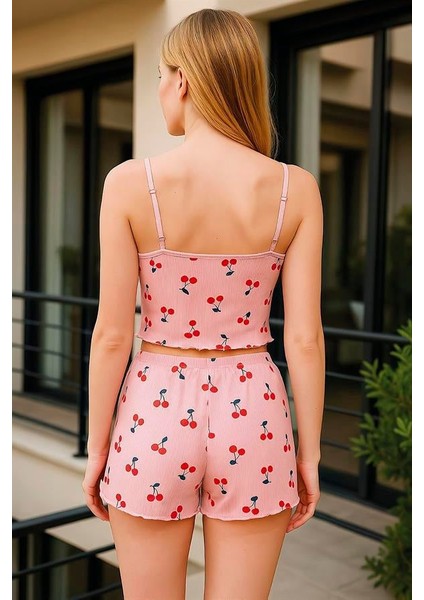 Arias Closet Pembe Kiraz Desenli Kurdelalı Askılı Şortlu Pijama Takımı fiyatları