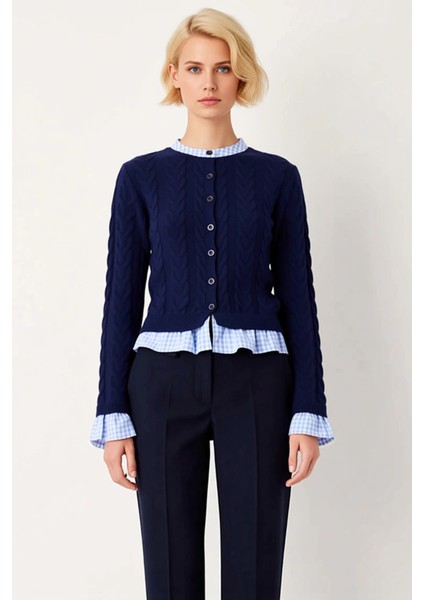 Kadın Saç Örgü Detaylı Düğmeli Triko Hırka Katmanlı Şık Görünüm Sunan Örme Kazak Dayanıklı fırsatları