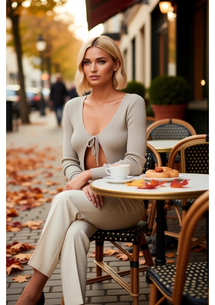 Kadın Bağlama Detaylı Crop Triko Bluz ve Hırka Takımı Bahar Kombinlerinin Şık ve Rahat Parçası fiyatları