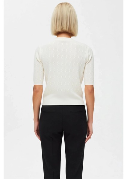 Özel Dokulu Premium Iplik Saç Örgü Desenli Şık Kurdele Düğmeli Kısa Kesim Triko Hırka Kadın indirimleri