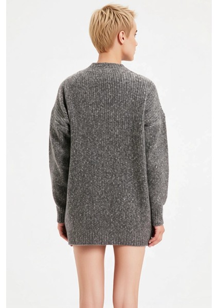 Kadın Düğmeli V Yaka Yumuşak Triko Hırka Rahat Kesim Uzun Kollu Kışlık Giyim ve Konforu Şık indirimleri