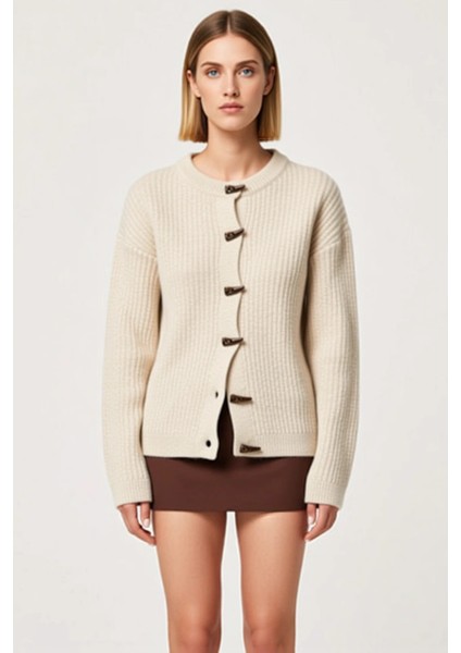 Kadın Ribanalı Dokulu Triko Hırka Düğme Detaylı Rahat ve Şık Görünüm Sunan Örgü Tasarım Spor modelleri