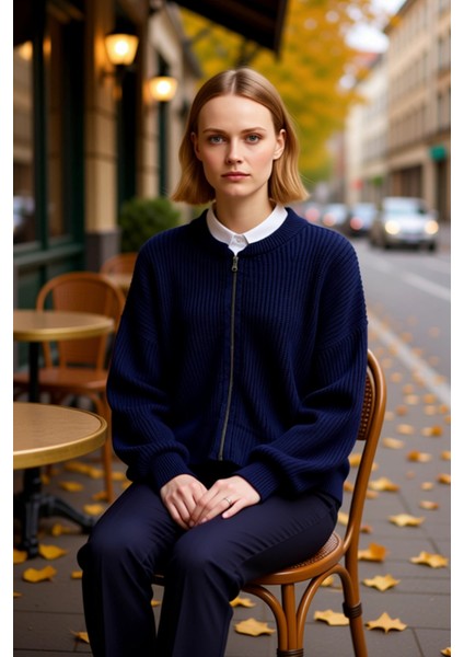 Kadın Antrasit Bomber Yaka Fermuarlı Triko Hırka Fonksiyonel Dayanıklı Kaliteli Konforlu Şık fiyatları