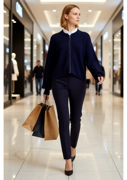 Kadın Antrasit Bomber Yaka Fermuarlı Triko Hırka Fonksiyonel Dayanıklı Kaliteli Konforlu Şık modelleri