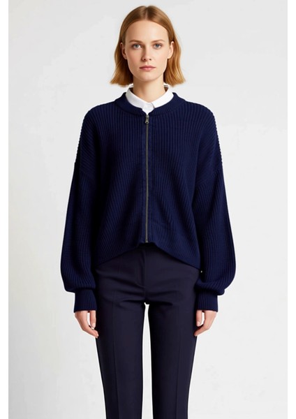 Kadın Antrasit Bomber Yaka Fermuarlı Triko Hırka Fonksiyonel Dayanıklı Kaliteli Konforlu Şık fırsatları