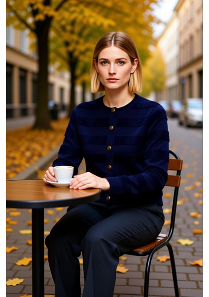 Kadın Dokulu Bisiklet Yaka Crop Triko Hırka Uzun Kollu Şık Düğmeli Rahat Kalıp Günlük Şıklık Sunar fiyatları