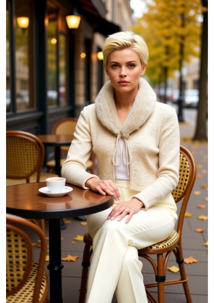 Kadın Suni Kürk Yakalı Bağlama Detaylı Fitted Crop Triko Hırka Şık ve Rahat Kombinler Spor fiyatları