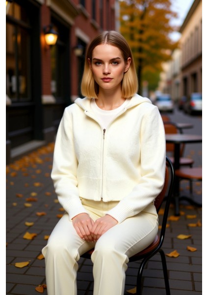 Kadın Fermuarlı Crop Kapüşonlu Triko Hırka Dokulu Örgü Detaylı Günlük Kombinler Için Şık ve Konforlu fiyatları